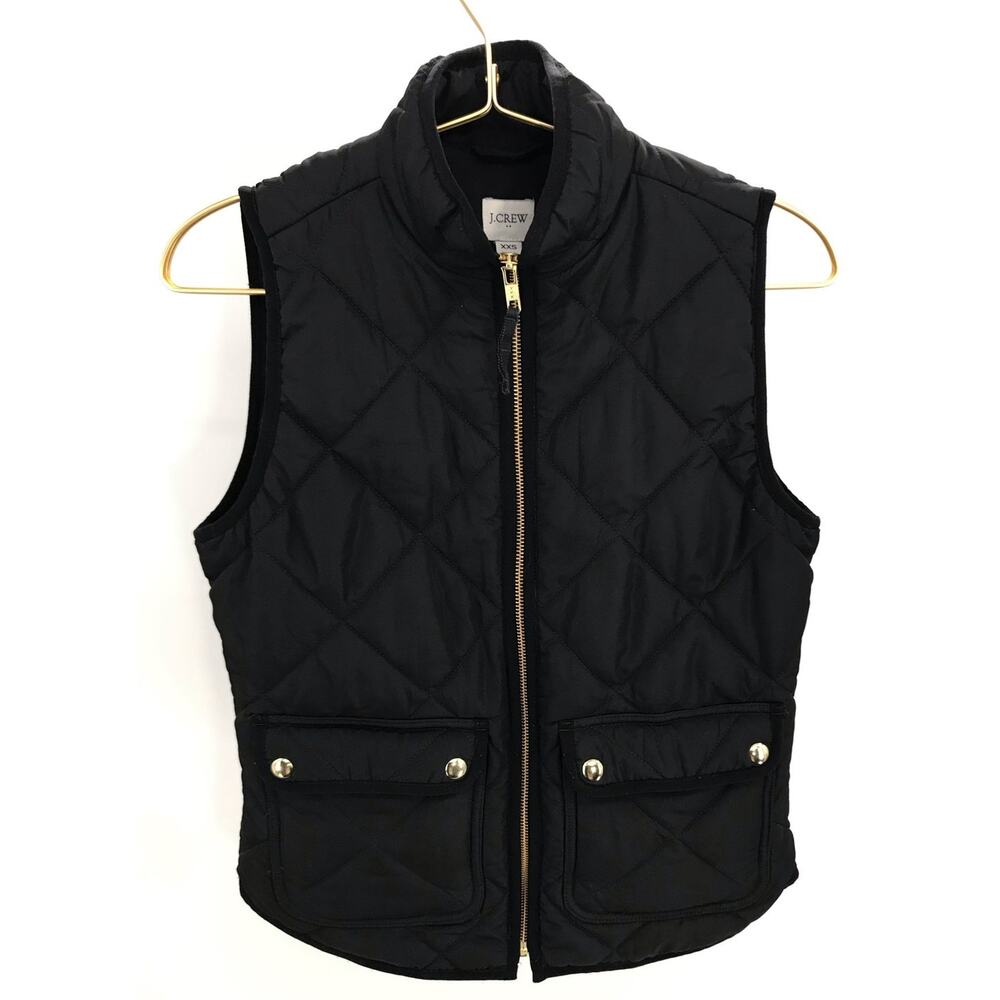 J. Crew Factory Womens Black Full Zip Quilted Vest Size XXS